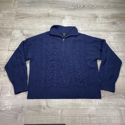 J Crew Sweater Mens Large Cable Knit Half Zip Pullover Merino Wool Blend - Image 1 of 4