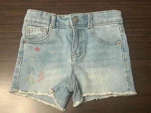 Vintage Crazy 8 Girls Y2K Believe Frayed Blue Jean Denim Shorts Stars Size 3T - Picture 1 of 3