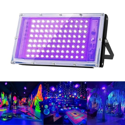 UV Black Work Light UV 96/144 LEDs Stage Blacklight Party DJ Club Floodlight US - Image 1 of 4