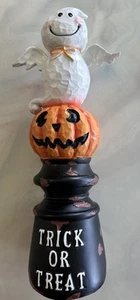 Halloween Fantasma Jack O Lanterna Zucca Totem Post Piedistallo Tavolo Mantello 14,5 - Foto 1 di 11