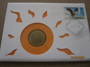 1970 FINDLAND 50 PENNIA 1 MARKKA UNCIRCULATED COINS KM48, 49 PNC LOT / 2 COVER - Bild 1 von 8