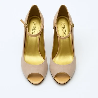 Туфли-лодочки J.Crew Cossette модель Mary Jane с открытым носком размер 8 розовая замша лакированная кожа  - Изображение 1 из 4