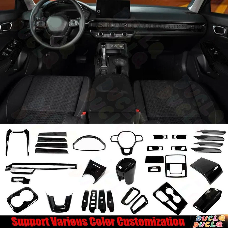 Juego completo 34* decoración interior coche negro brillante para Honda Civic 11th 2022-2025 Foto 1 de 4