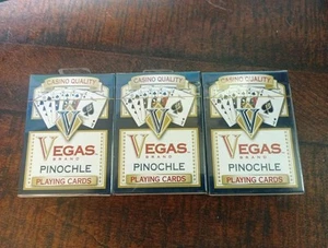 Lotto 3 mazzi 3 carte da gioco Pinochle blu marca Vegas e poker - Foto 1 di 3