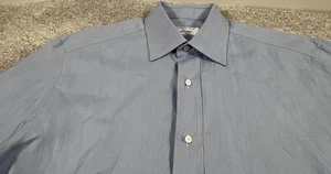 Brioni Shirt Mens 16 Blue Button Down Long Sleeve Made Italy Neiman Marcus Dress - Picture 1 of 5