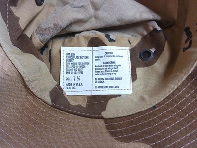 Gulf War Era Desert Chocolate Chip Camo Jungle Boonie Sun Hat Cap All Sizes - Image 1 of 4