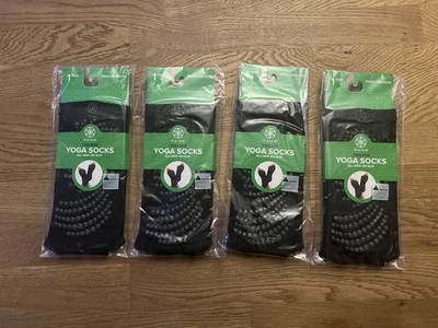 Pack de 4 calcetines de yoga Gaiam Toeless sin cordones negros talla pequeña mediana un par cada uno Foto 1 de 4