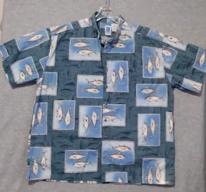 Hook Tackle Men's Shirt Size 2XL Short Sleeve Hawaiian Style Fish Print - Picture 1 of 8