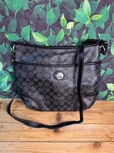 Coach Black Signature Monogram Crossbody Bag - Picture 1 of 10