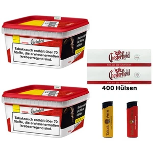 Chesterfield Red/Rot Volumentabak 2x 135g Mega BOX, 400 Hülsen, Feuerzeuge - Bild 1 von 5