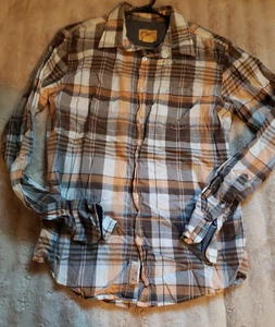 Camisa Western JACHS De Colección Blanca Org Gris Cuadros Estándar Americano Se Ajusta a L - Imagen 1 de 9