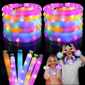 Light Up Pop Fidget Tubes Party Favors for Kids 12 Pack Glow in The Dark Part... - Picture 1 of 8