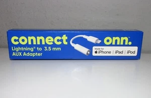Onn Mfi-Certified to 3.5mm AUX Adapter- For Apple, White -BRAND NEW IN BOX - Zdjęcie 1 z 3