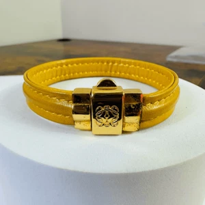 Loewe Anagram Logo Gold Leather Vintage Bracelet - Picture 1 of 13