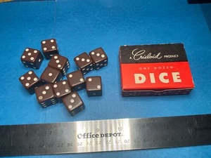 Box of 12 beautiful Vintage New old stock LARGER 3/4 crisloid dice BROWN - Picture 1 of 13