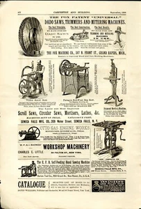 1890 Carpentry Print Ad SCROLL SAWS, LATHES, MACHINERY Grand Rapids Seneca Falls - Picture 1 of 2