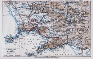 Contorni di Napoli 1930 picc. mappa orig. Capri Ischia Vesuvio Avellino Salerno - Imagen 1 de 1