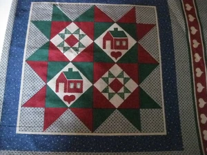 Panel de almohada de tela de colección Marti Michell casas casa de campo casa de campo 22"x 18" - Imagen 1 de 3