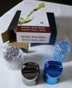 Wine Pourer with Chill Rod and 4 Rabbit Wine Preserve Caps - Picture 1 of 8