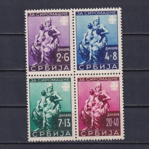 SERBIA 1941, Mi# 82-85, CV €80, Central block of 4, German occupation, MH - Picture 1 of 2