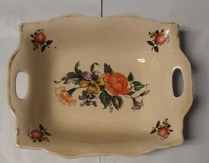 OAL handbemalt Schmuck Schale Rosen getrimmt in Gold/Hergestellt in Portugal 6 1/4" x 5" - Bild 1 von 8