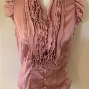 Blouse Ruffled Button Front Sleeveless By Lapis Womens Size S - Picture 1 of 11