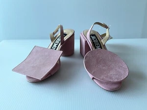 JACQUEMUS Pink Les Rond Carré Suede Slingback Sandals, Size 6 (US), 36 (EUR) - Picture 1 of 12