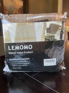 LEMOMO Schwarz Thermo Verdunkelungsvorhänge/52 x 54 Zoll/2er Set Paneele Zimmer Dunkel - Bild 1 von 4