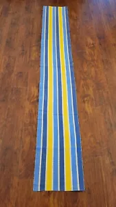 Crate & Barrel Blue White Yellow MultiColor Cotton Stripe Table Runner 96’ X 14” - Picture 1 of 3