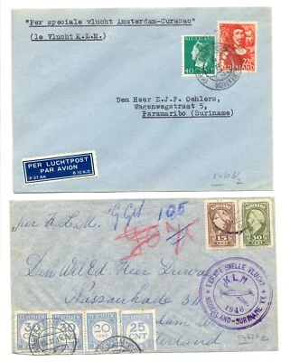 SURINAM 1946- 2 x CV DE VUELO ESPECIFICACIONES --1 CON FRANQUEO COMBINADO -F/VF  Foto 1 de 2