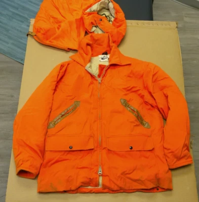VINTAGE Woolrich Jacket Mens Large Blaze Orange Removable Hood with Hunting Bag - Image 1 of 4