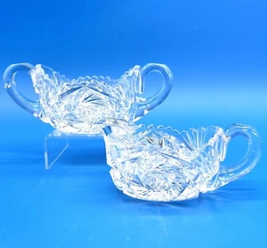 Vintage Brilliant Cut Heavy Lead Crystal Glass Sugar Bowl and Creamer - Picture 1 of 5