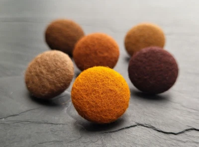 Orange & Brown Colours 100% Wool Felt Covered Buttons in 14, 19, 23, 25 or 31mm - Image 1 of 4