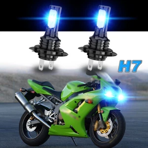 H7 LED Headlight Bulb For Kawasaki Ninja 250R 2009 2010 2011-2012 8000K Ice Blue - Foto 1 di 15