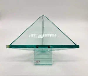 Vintage Retro Art Deco Clear Glass Large Heavy Triangluar Centerpiece - Picture 1 of 11