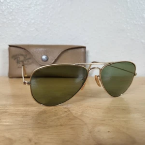 Vintage 50's Ray-Ban 12k Gold Filled Aviator Sunglasses W/ Original Case - Picture 1 of 13