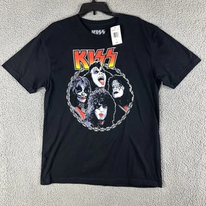 KISS T-Shirt Herren schwarz Large Baumwolle Rock Band Grafik Tee mit Mängeln Fotos - Bild 1 von 8