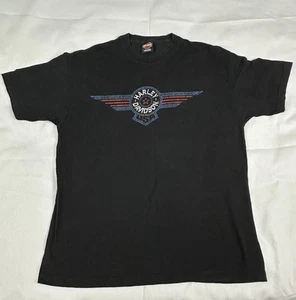 Harley Davidson Shirt Mens XL Black Fairfax, VA 2004 Y2K Wing Tribal Flame VTG - Picture 1 of 13