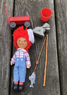 Vintage RAGGEDY ANDY Doll and Play Set Knickerbocker 1976 9072 FISHING Toy - Bild 1 von 4