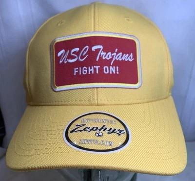 USC Trojans FIGHT ON! Yellow Large Red Patch SnapBack Hat Cap Made By ZEPHYR New - Image 1 of 4