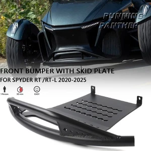 Black Aluminum Front Bumper with Skid Plate For Can-Am Spyder RT /RT-L 2020-2025 - Picture 1 of 18