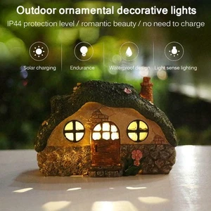Solar Powered LED Lawn Yard Light Decor Fairy House StatueOutdoor Garden Decor - Picture 1 of 11