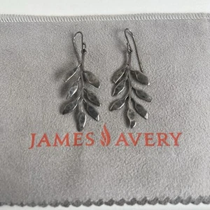 James Avery sterling silver retired hammered cascading leaves earrings - Picture 1 of 7