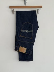 Pantalones de mezclilla ajustados Nudie Jeans Co “Thin Finn” azul marino “Dry Crudo Embo” W31/30 - Imagen 1 de 14