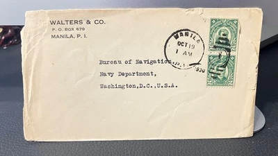 Filipinas 1930 franja de margen Sc. 290, a la Oficina de Navegación de la Marina, Washington Foto 1 de 4