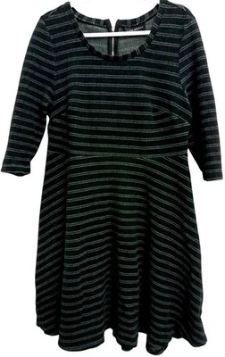 Lane Bryant 1 X черный белый в полоску назад молнии свитер платье - Изображение 1 из 4