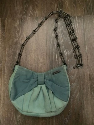 Bolso de Hombro John Galliano Cuero Gamuza Algodón Cadena Cinta Verde Japón Usado Foto 1 de 4