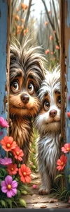 "CAN WE COME IN?" PUPPIES, DOGS-CAT,FLOWERS, BIRDS,DOGS,PIXIES-BOOKMARK &TASSEL - Picture 1 of 1