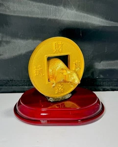 RISIS 24 Karat Gold Rat Coin Good Luck Feng Shui Figurine Zodiac Statue - Rare - Picture 1 of 12