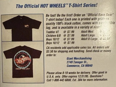 Camiseta De Colección Hot Wheels 1994 Equipo de Carrera Oficial Negra Talla L ¡SIN ABRIR! ¡¡NUEVO!!! Foto 1 de 4